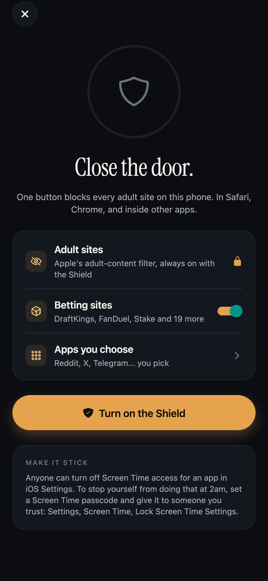 The Shield screen in Ascnd